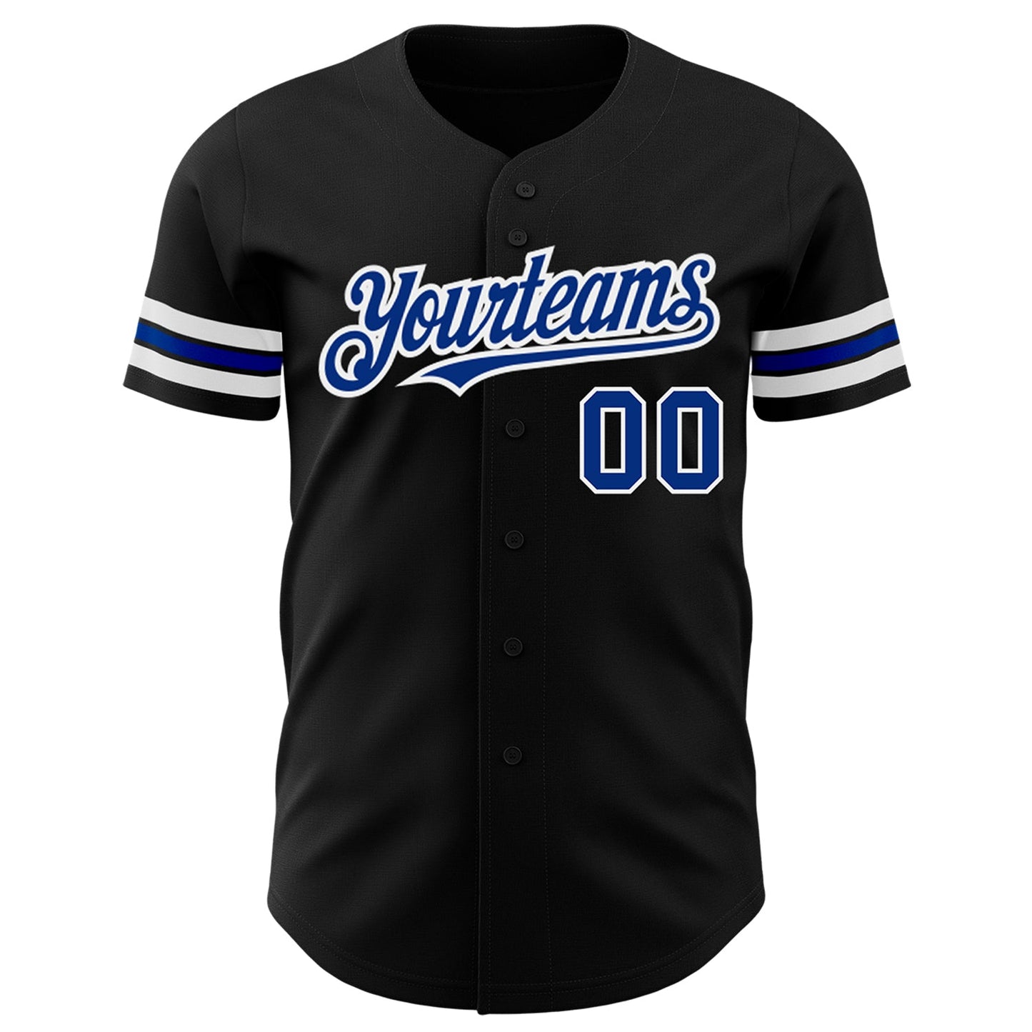 Custom Black Royal-White Authentic Baseball Jersey view 2