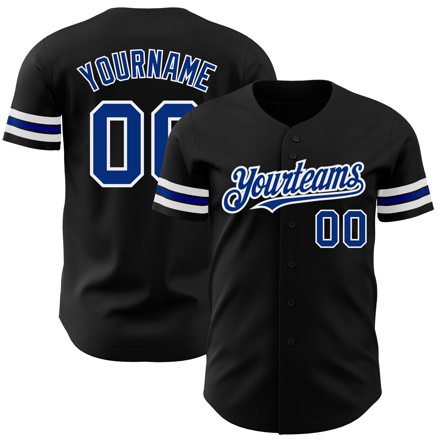 Custom Black Royal-White Authentic Baseball Jersey - Main View