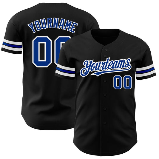 Custom Black Royal-White Authentic Baseball Jersey - Main View