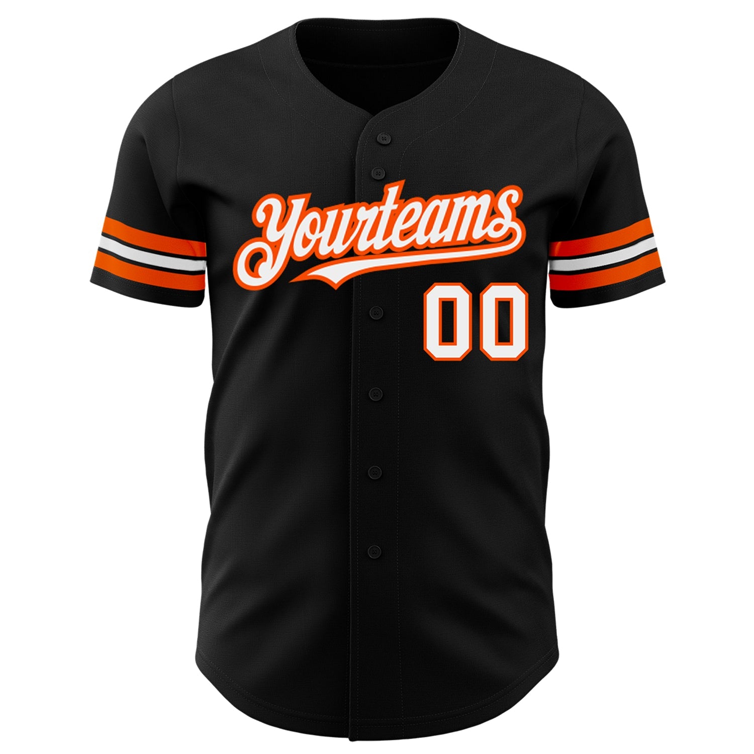 Custom Black White-Orange Authentic Baseball Jersey view 2