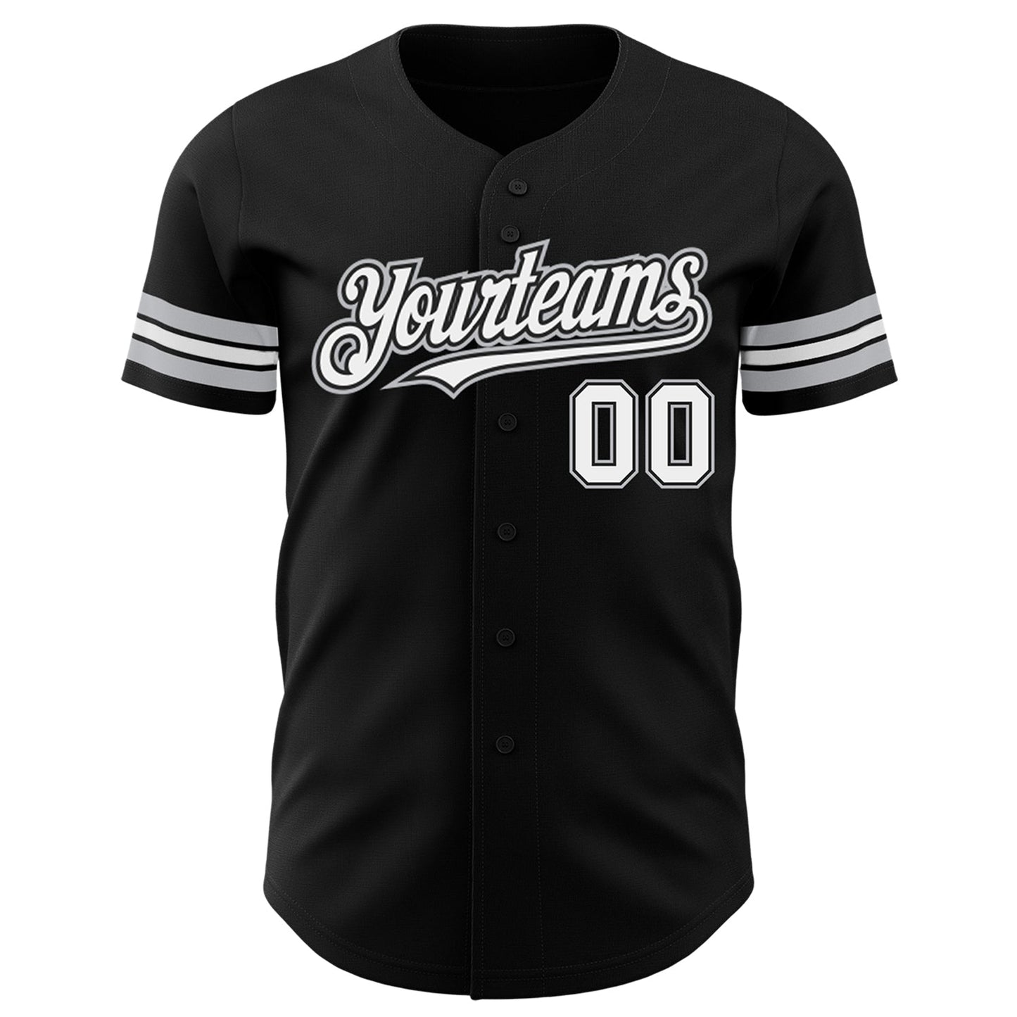 Custom Black White-Gray Authentic Baseball Jersey view 2