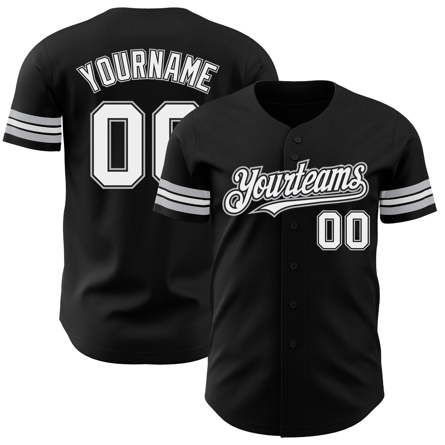 Custom Black White-Gray Authentic Baseball Jersey - Main View