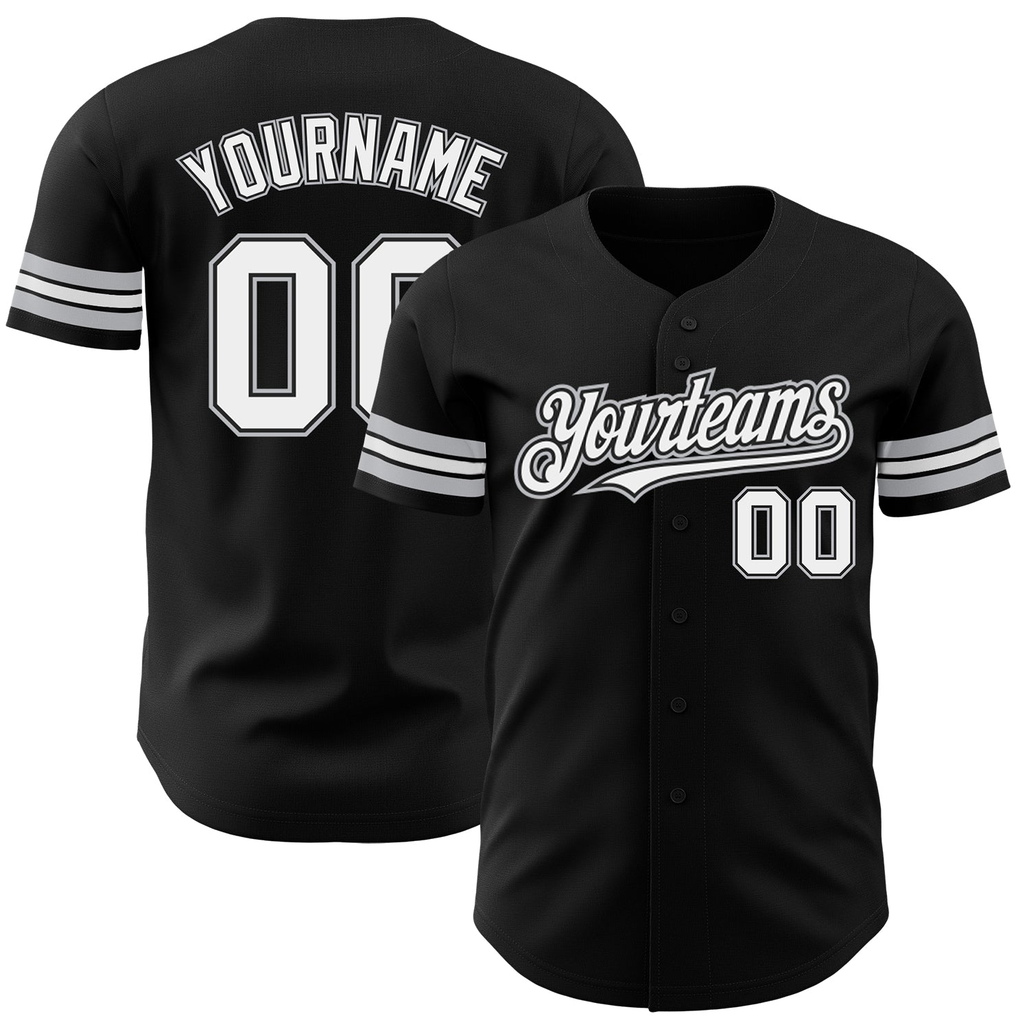 Custom Black White-Gray Authentic Baseball Jersey - Main View