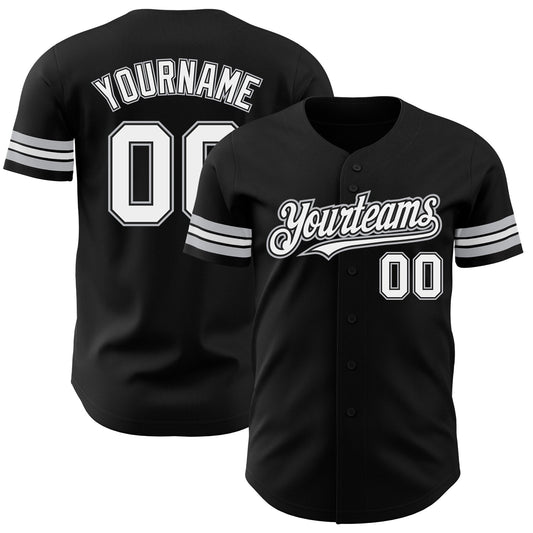 Custom Black White-Gray Authentic Baseball Jersey - Main View