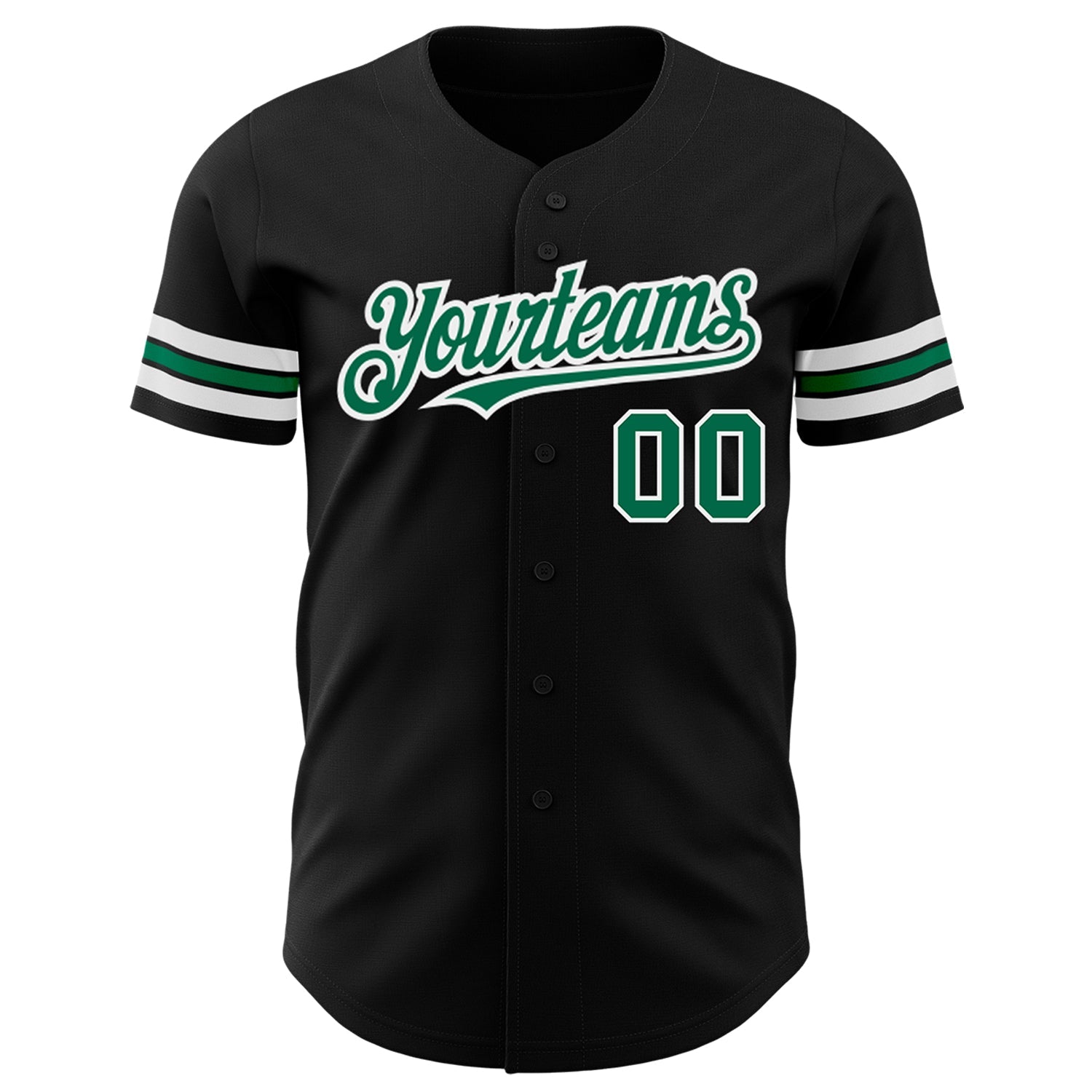 Custom Black Kelly Green=White Authentic Baseball Jersey view 2