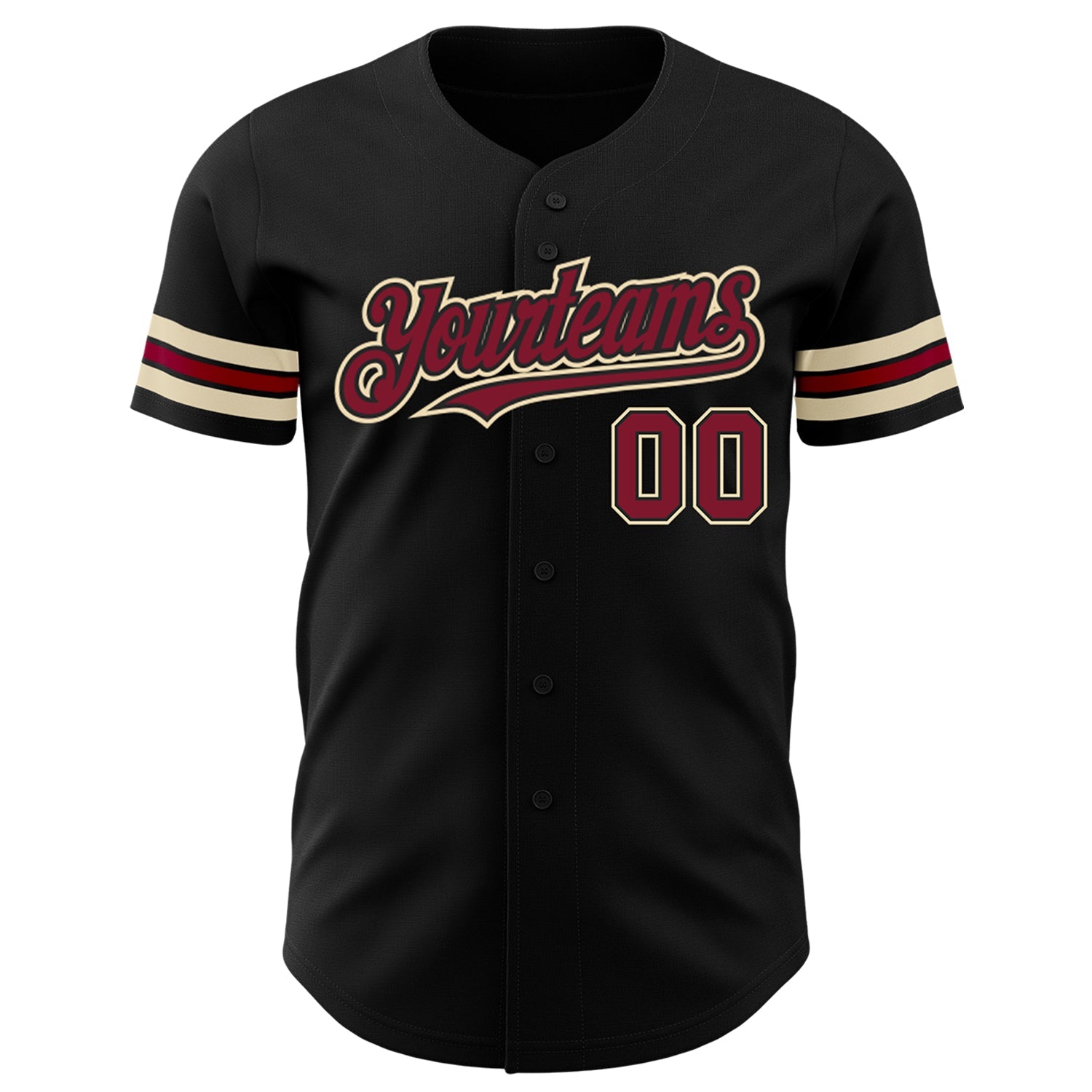 Custom Black Crimson-City Cream Authentic Baseball Jersey view 2
