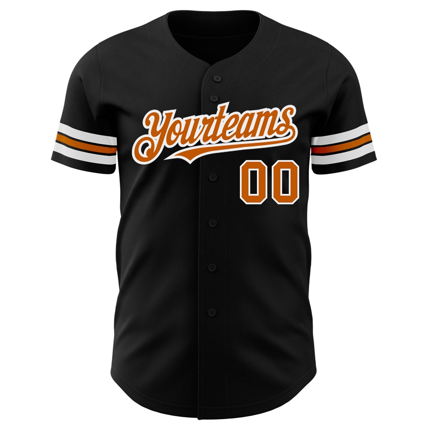 Custom Black Texas Orange-White Authentic Baseball Jersey view 2