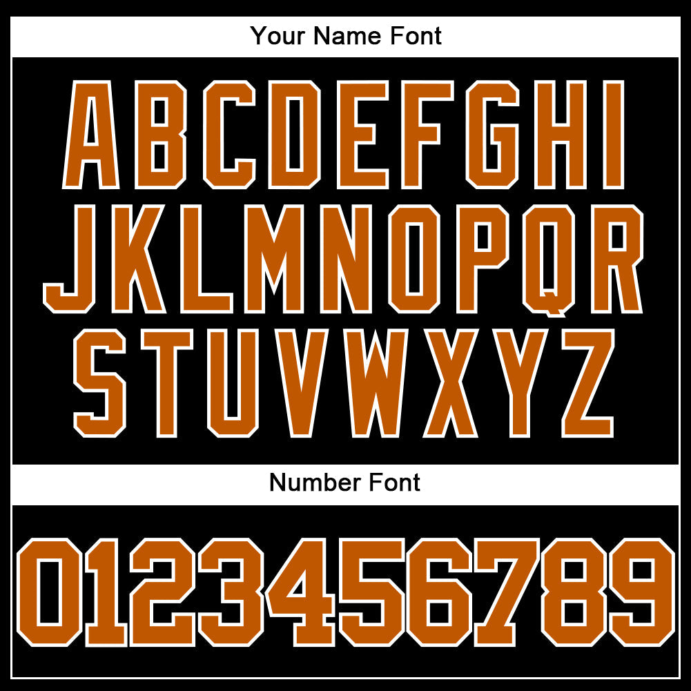 Custom Black Texas Orange-White Authentic Baseball Jersey view 5