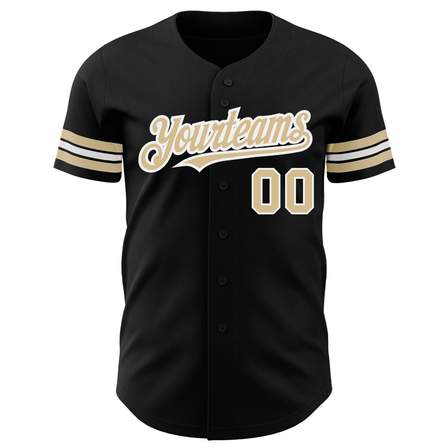 Custom Black Vegas Gold-White Authentic Baseball Jersey view 2