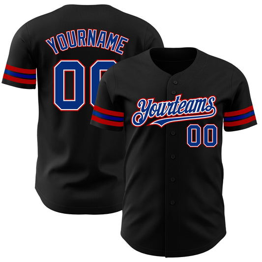 Custom Black Royal-Red Authentic Baseball Jersey - Main View