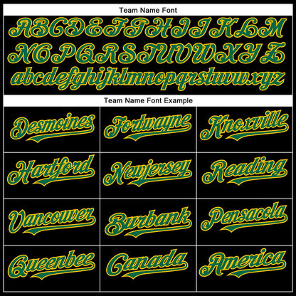 Custom Black Kelly Green-Yellow Authentic Baseball Jersey view 4