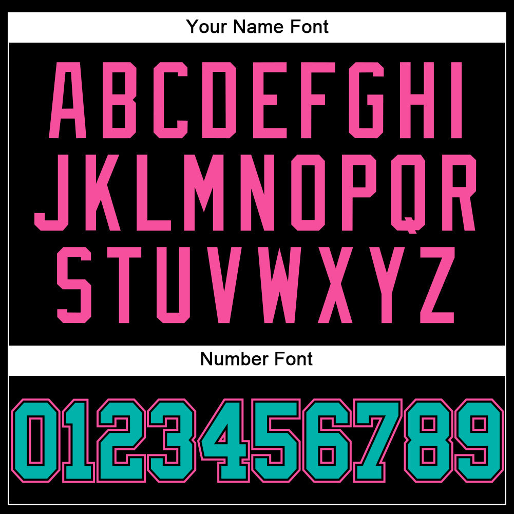 Custom Black Aqua-Pink Authentic Baseball Jersey view 5