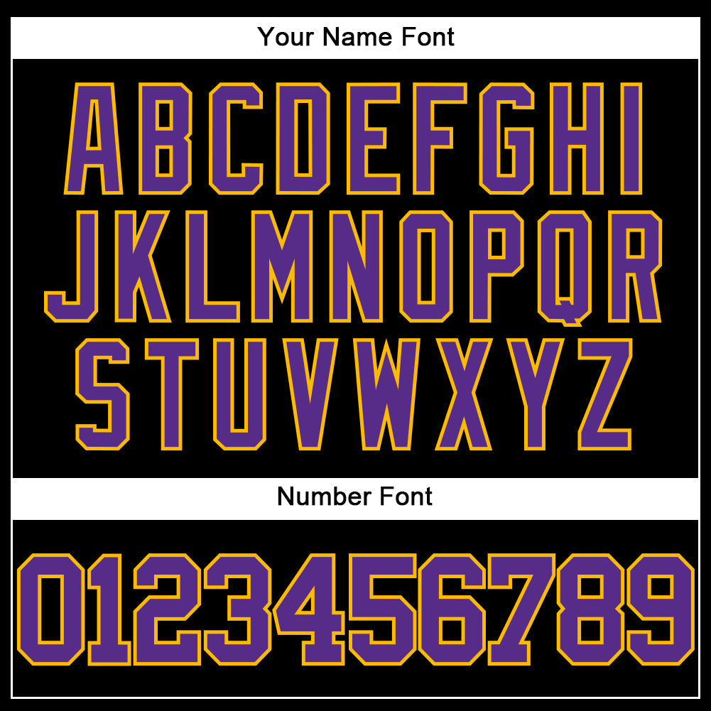 Custom Black Purple-Gold Authentic Baseball Jersey view 5