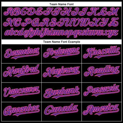 Custom Black Purple-Pink Authentic Baseball Jersey view 4