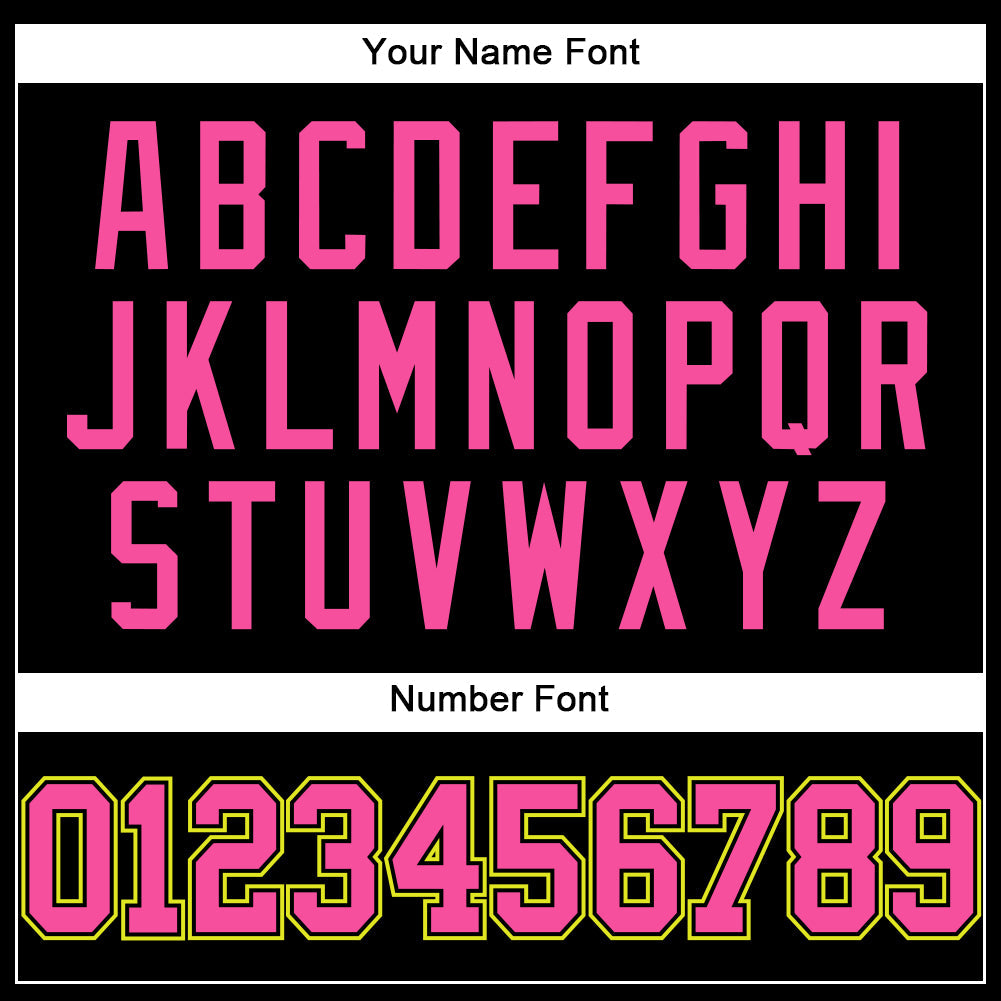 Custom Black Pink-Neon Yellow Authentic Baseball Jersey view 5