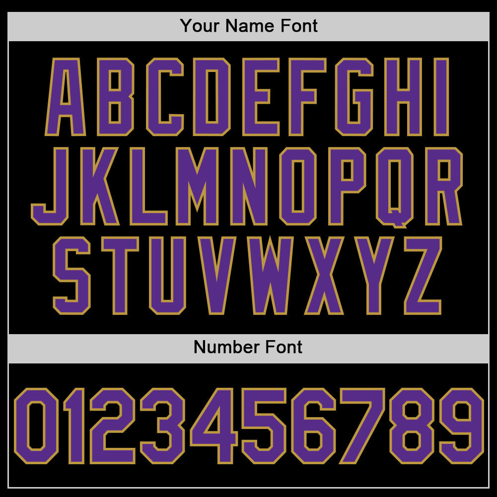 Custom Black Old Gold Pinstripe Purple Authentic Sleeveless Baseball Jersey view 4