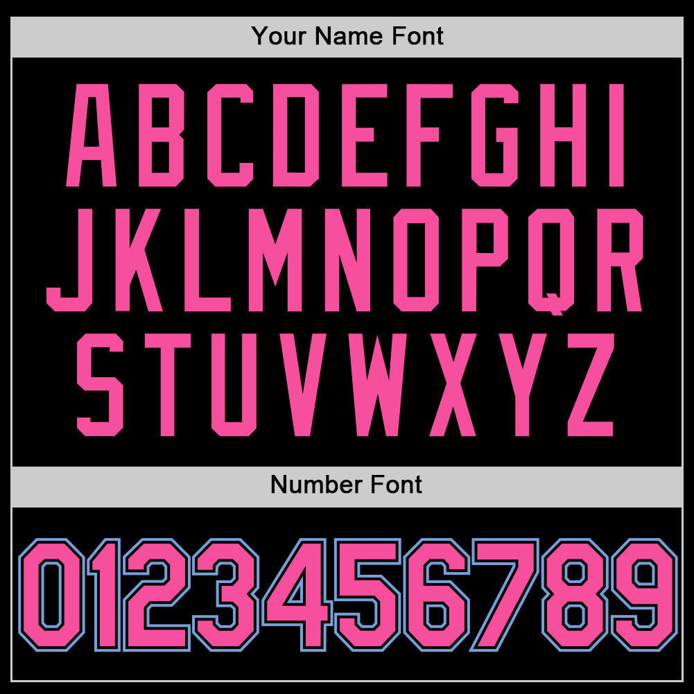 Custom Black Pink-Light Blue Authentic Throwback Baseball Jersey view 5