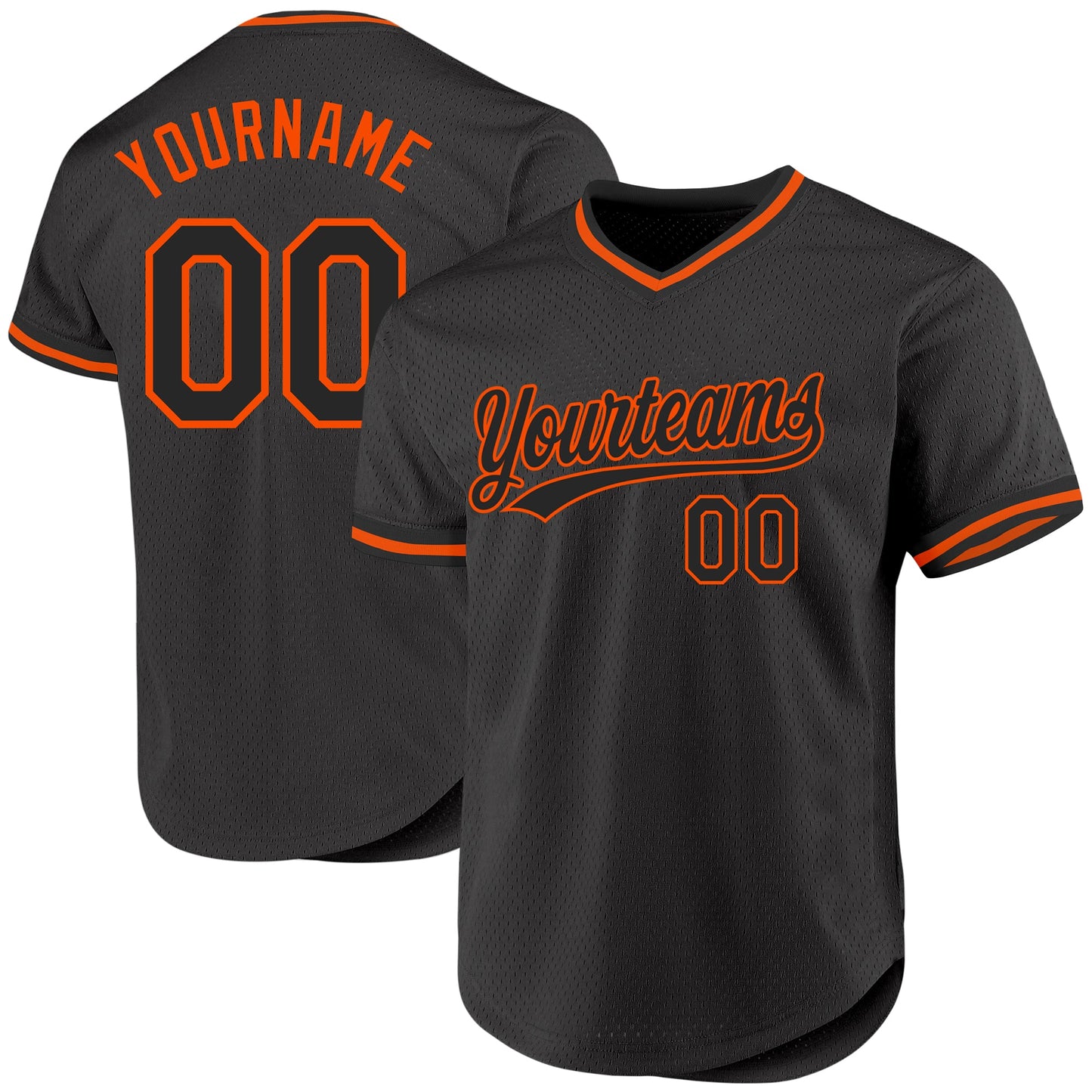 Custom Black Orange Authentic Throwback Baseball Jersey - Main View