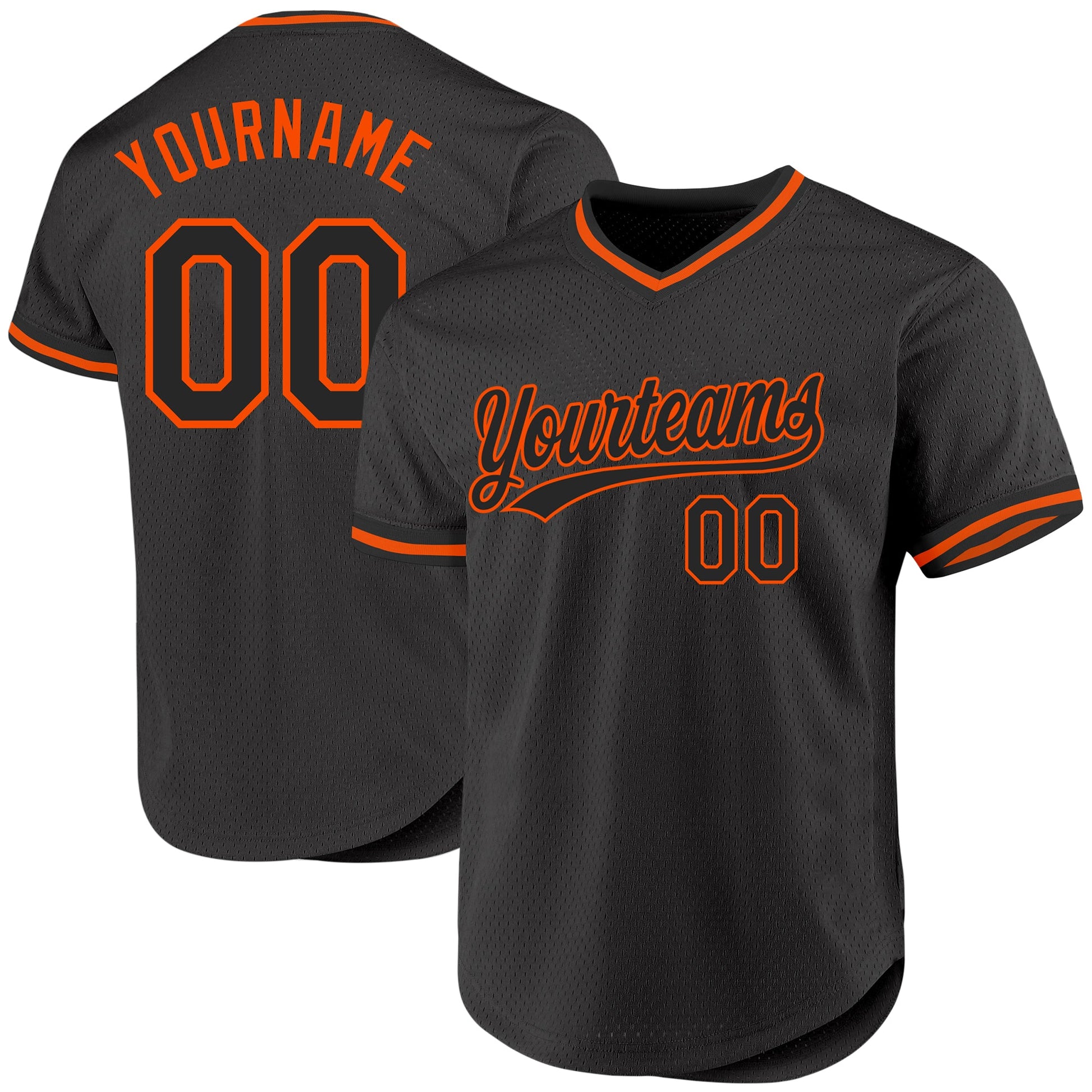 Custom Black Orange Authentic Throwback Baseball Jersey - Main View