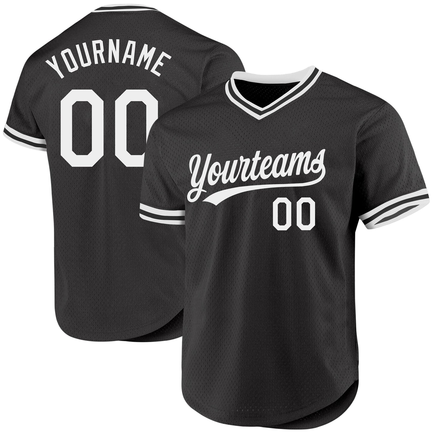 Custom Black White Authentic Throwback Baseball Jersey - Main View