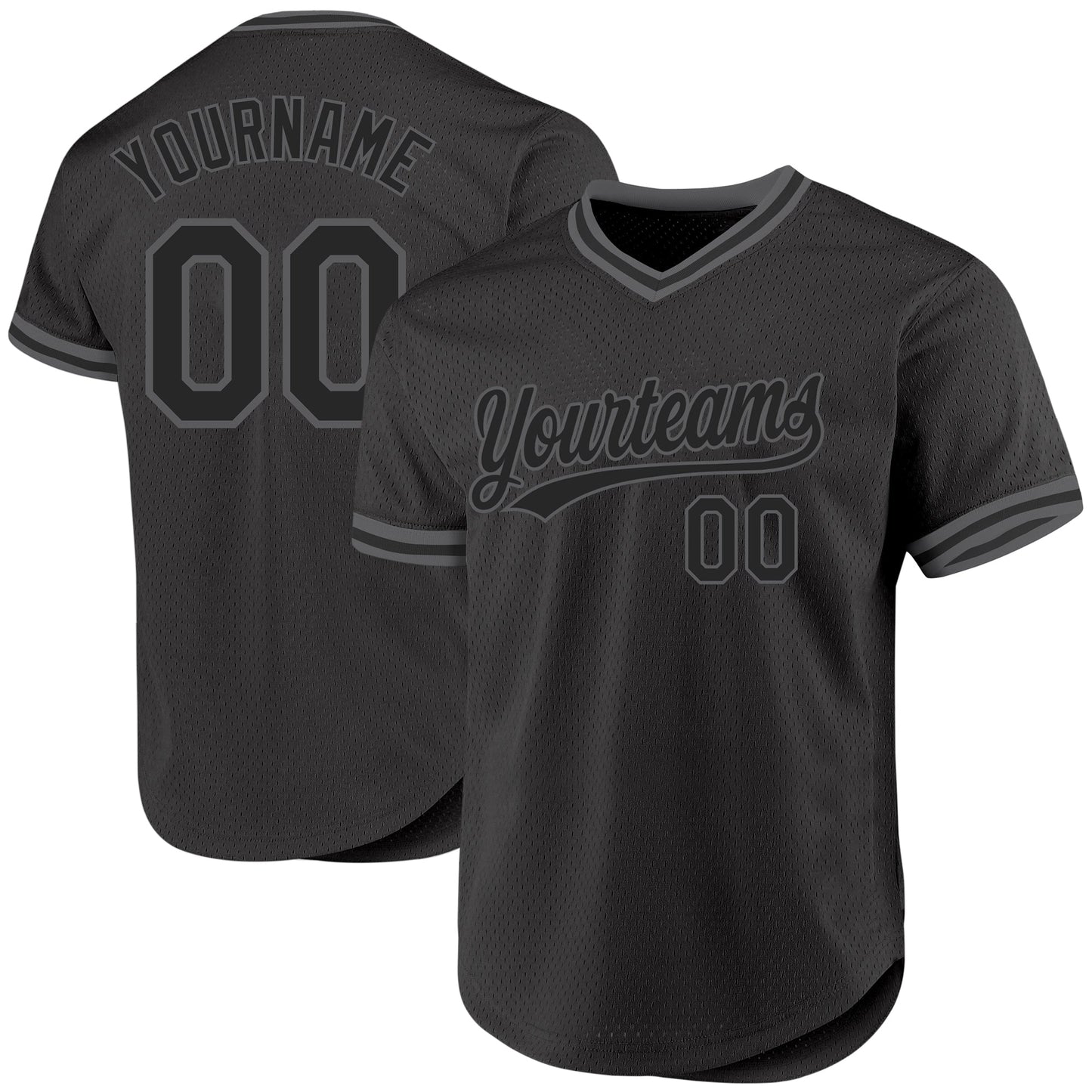 Custom Black Steel Gray Authentic Throwback Baseball Jersey - Main View