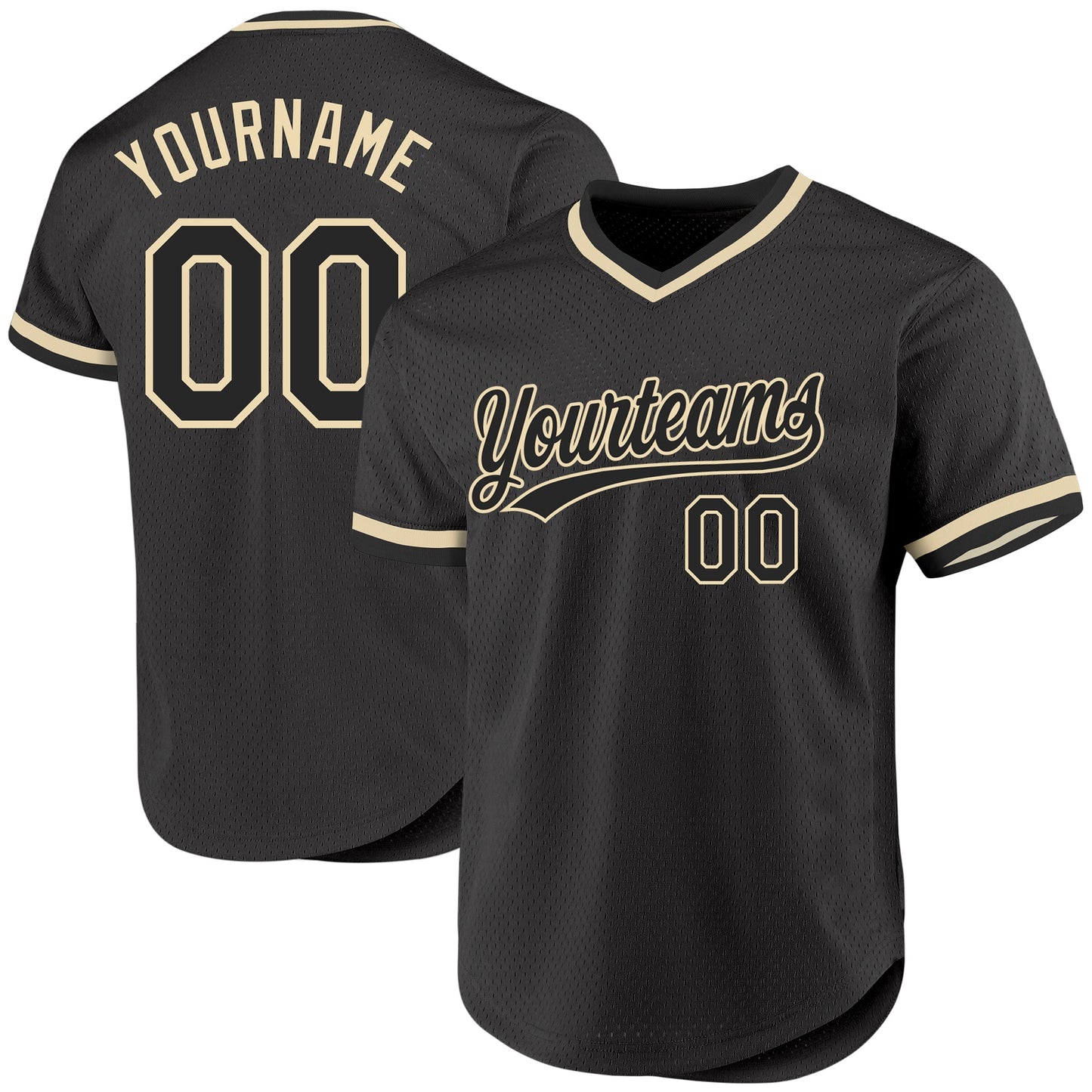 Custom Black Cream Authentic Throwback Baseball Jersey - Main View