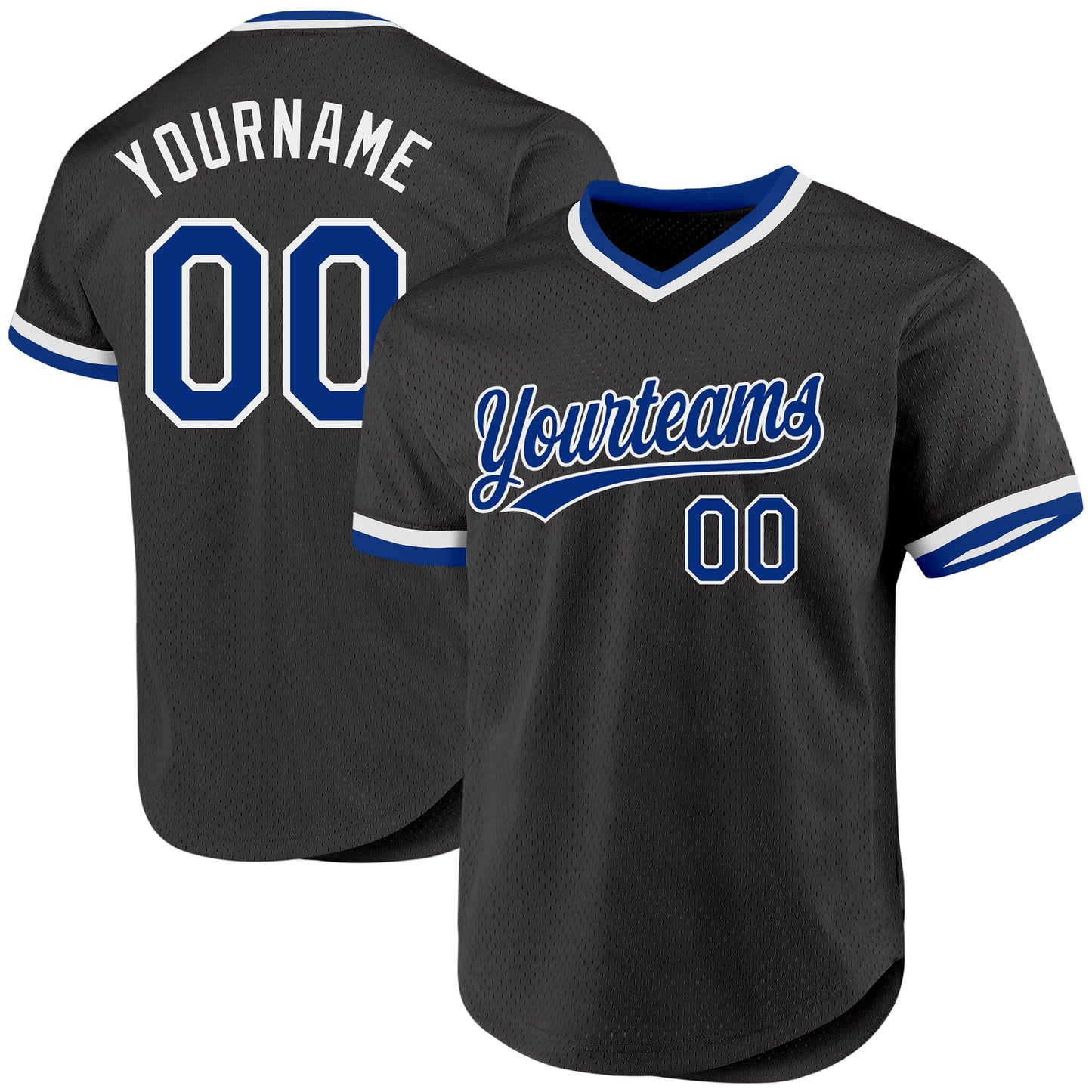 Custom Black Royal-White Authentic Throwback Baseball Jersey - Main View