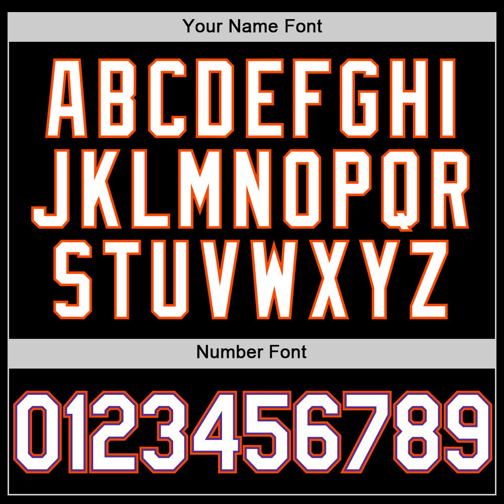 Custom Black Purple-Orange Authentic Throwback Baseball Jersey view 5