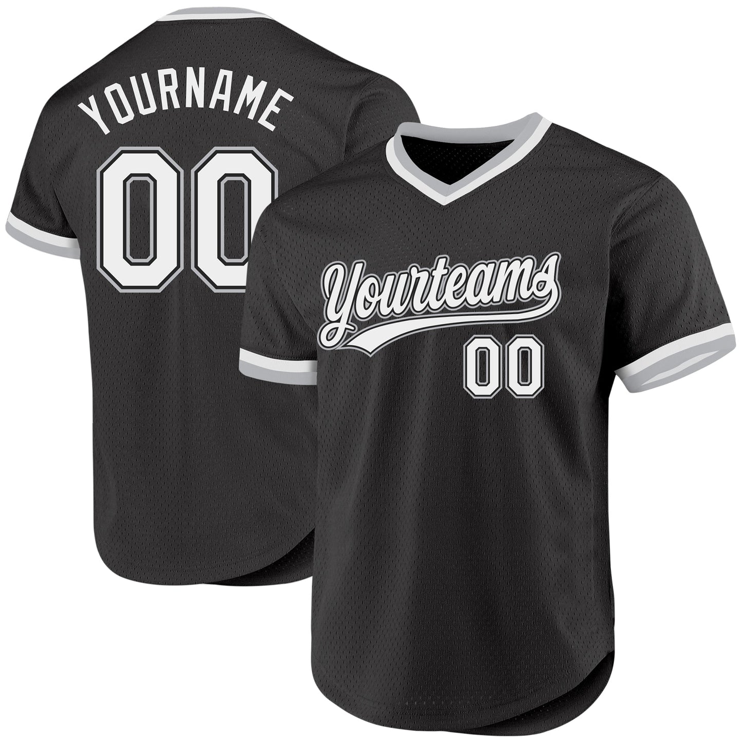 Custom Black White-Gray Authentic Throwback Baseball Jersey - Main View
