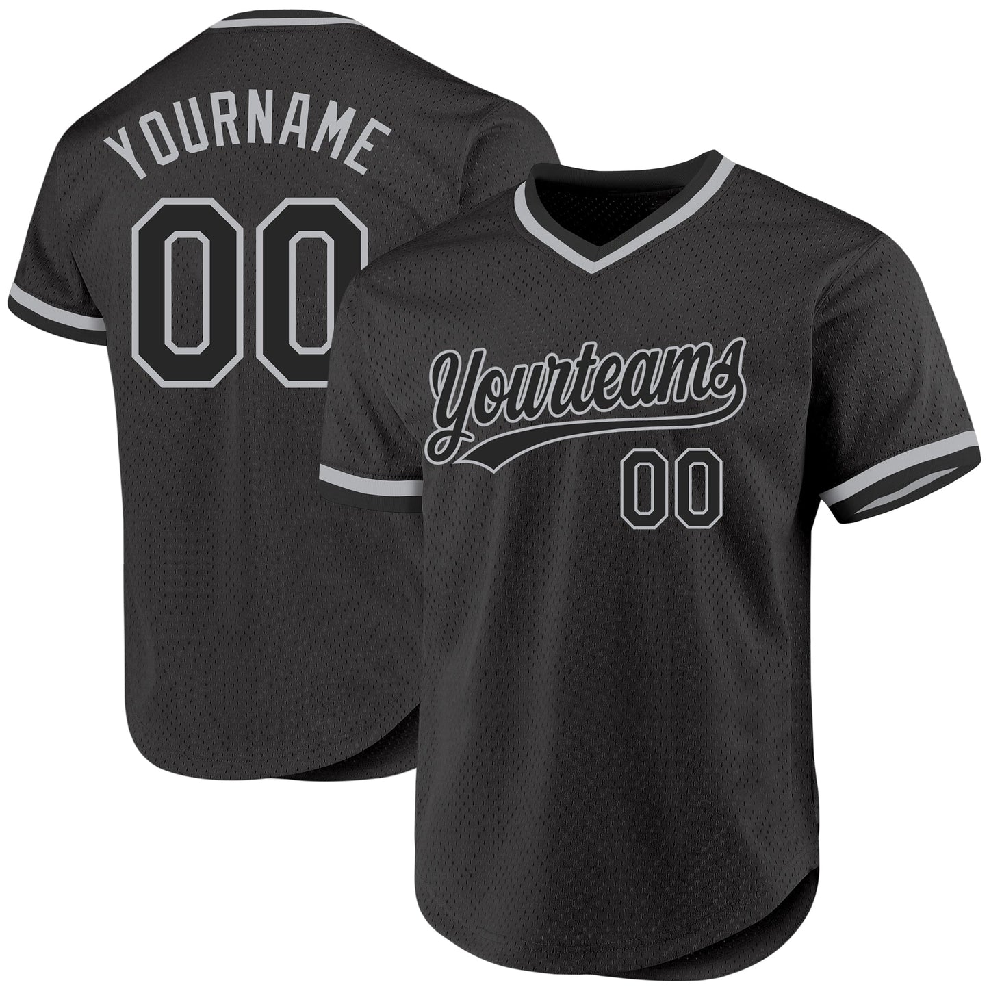 Custom Black Gray Authentic Throwback Baseball Jersey - Main View