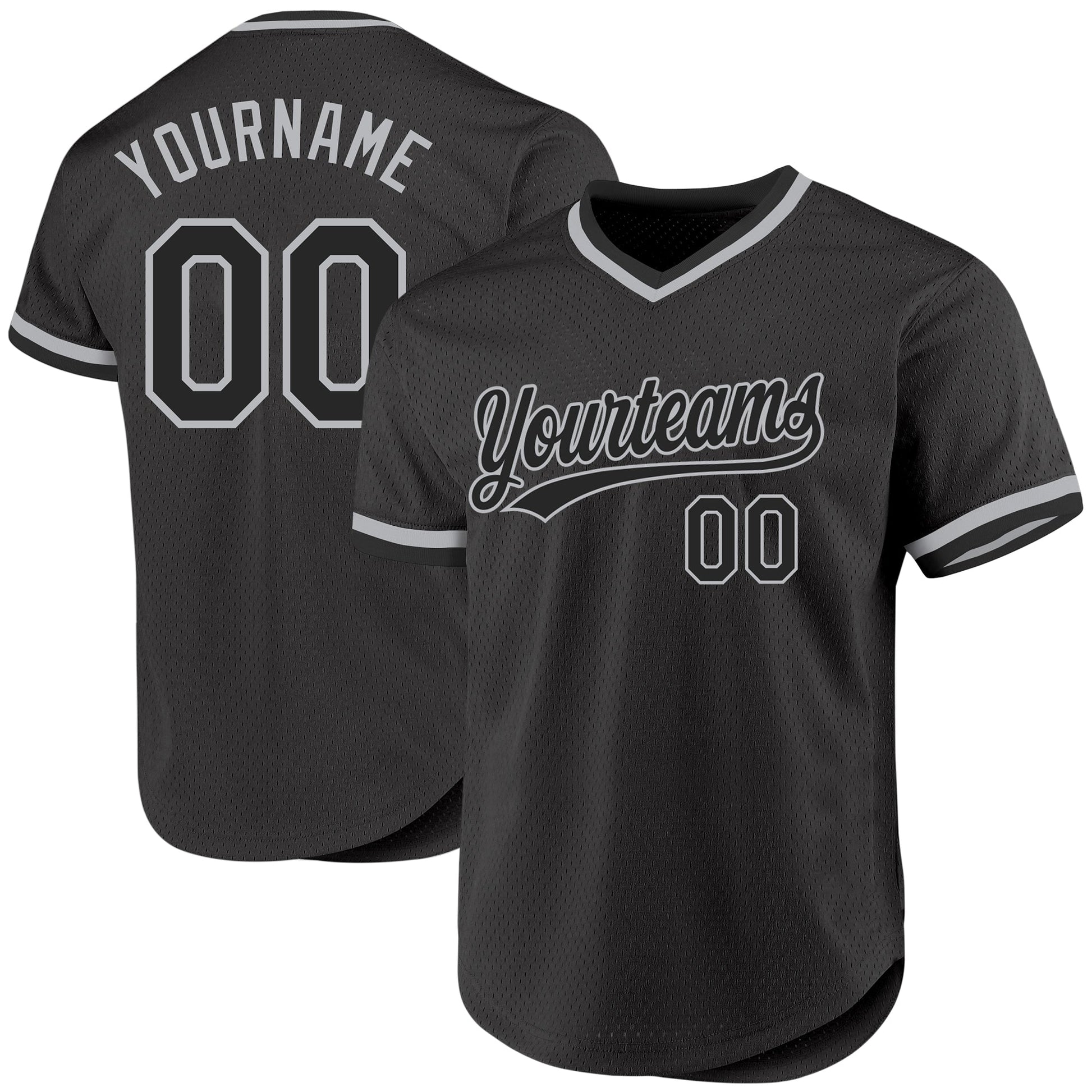 Custom Black Gray Authentic Throwback Baseball Jersey - Main View