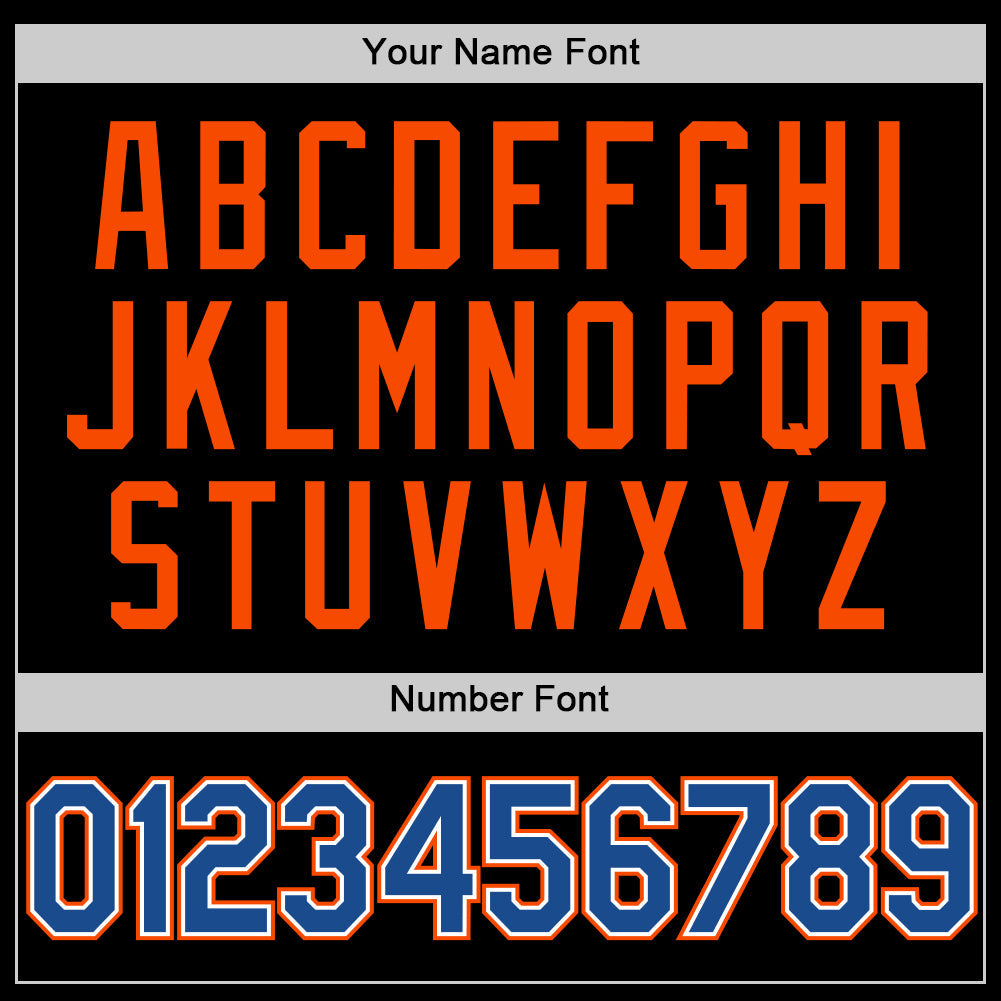 Custom Black Blue-Orange Authentic Throwback Baseball Jersey view 5