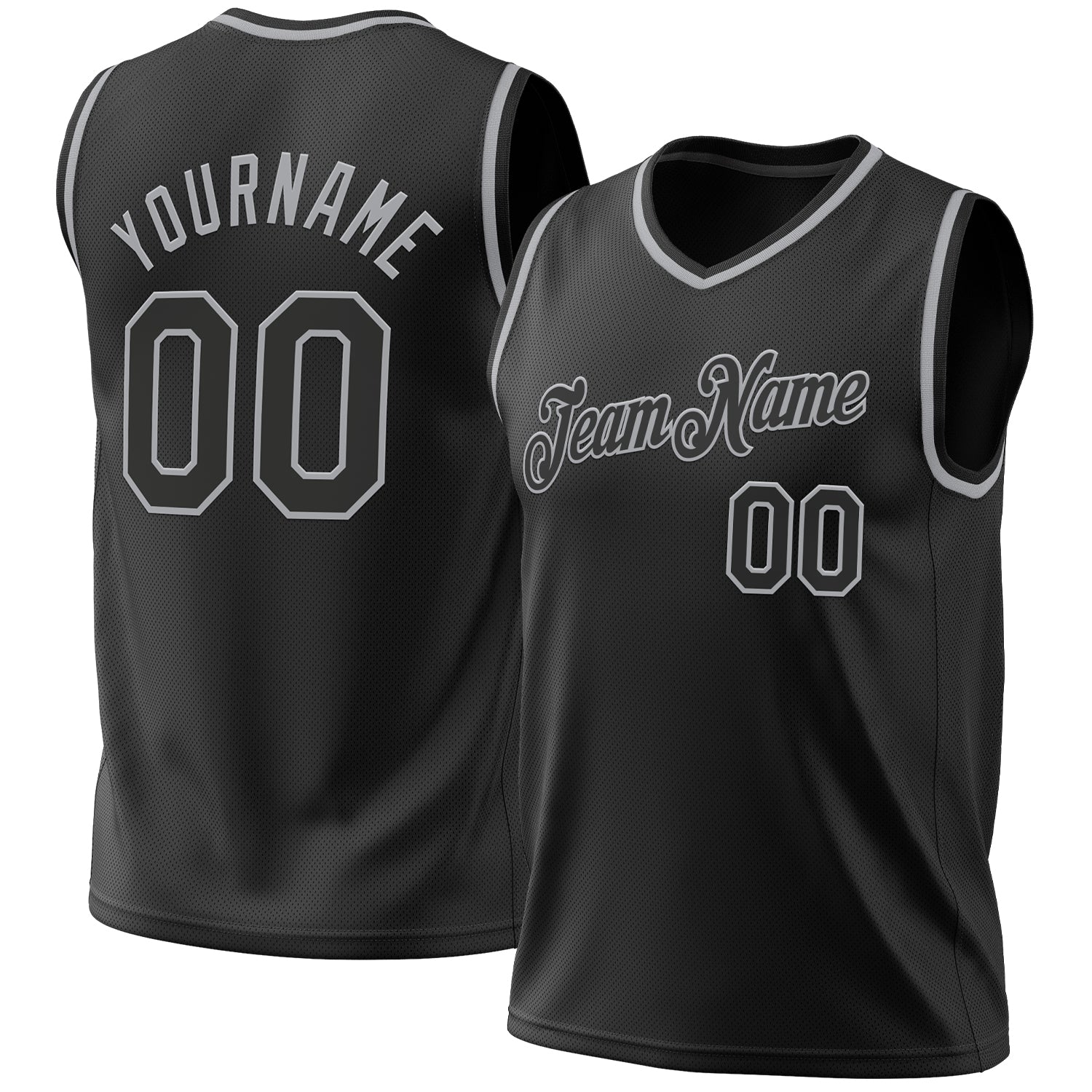 Custom Black Gray Authentic Throwback Basketball Jersey - Main View