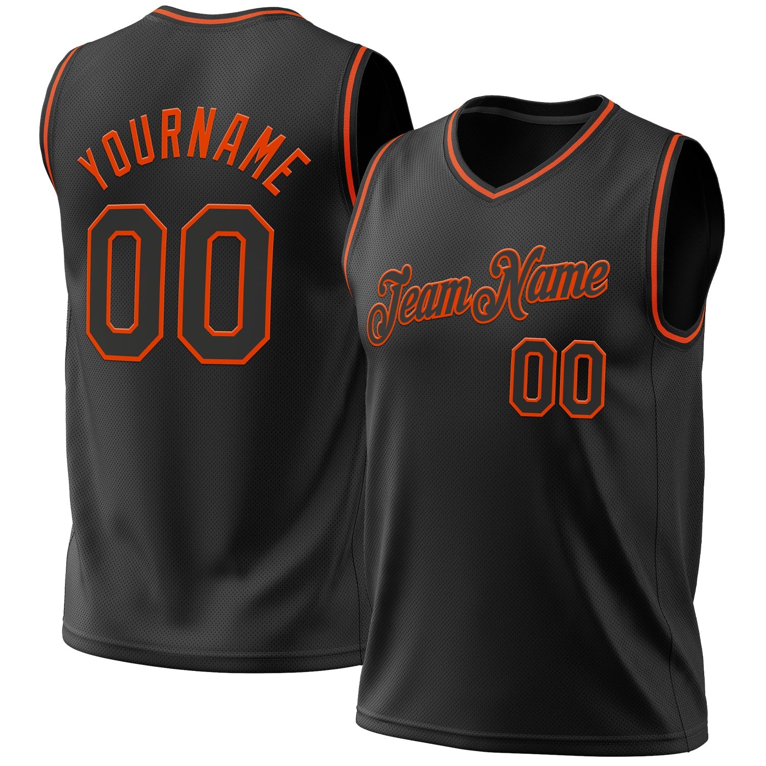 Custom Black Orange Authentic Throwback Basketball Jersey - Main View