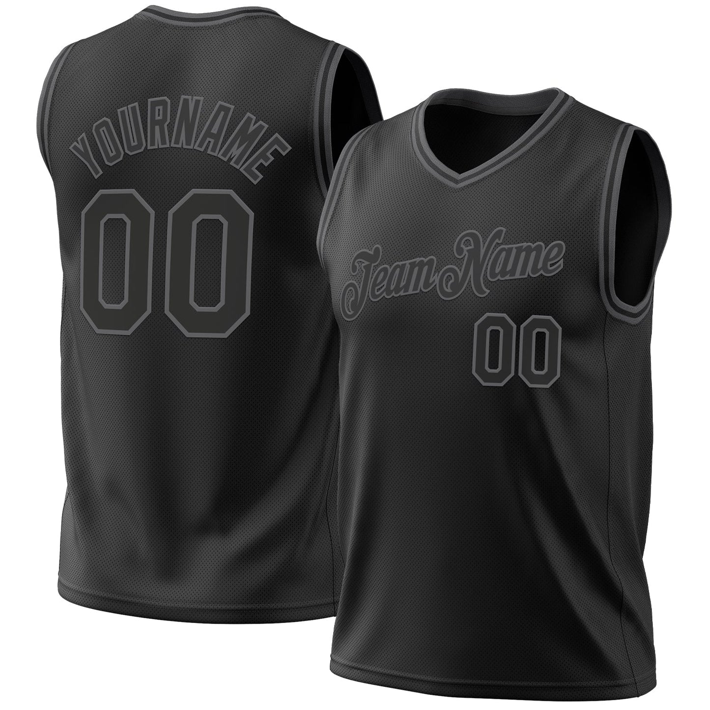Custom Black Steel Gray Authentic Throwback Basketball Jersey - Main View