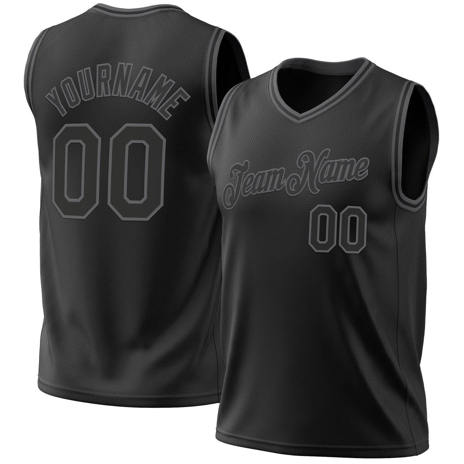 Custom Black Steel Gray Authentic Throwback Basketball Jersey - Main View