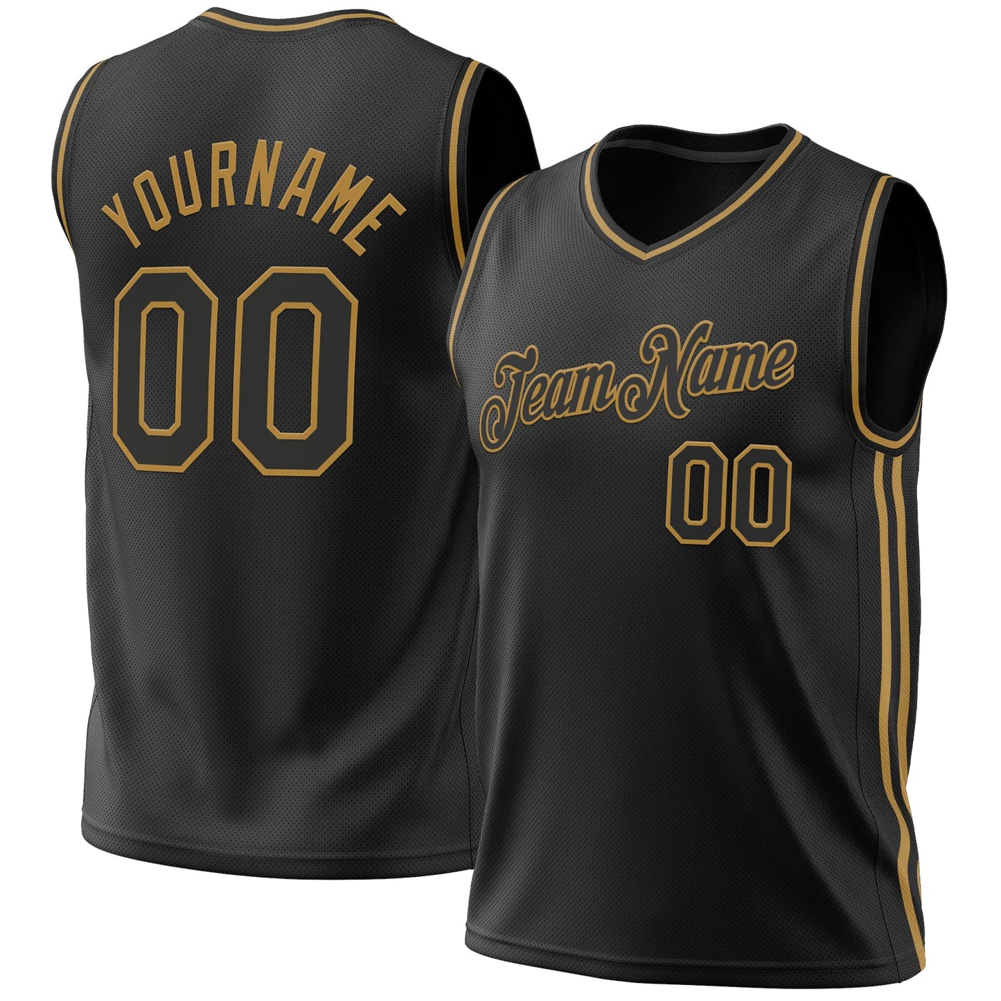 Custom Black Old Gold Authentic Throwback Basketball Jersey - Main View