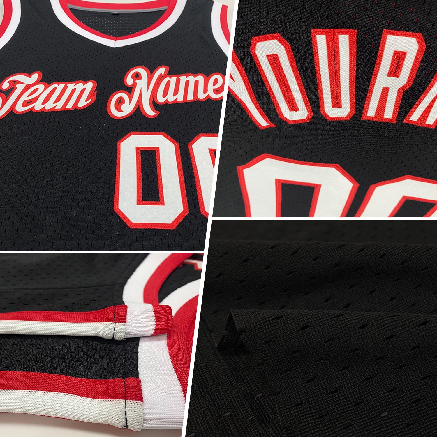 Custom Black Gray-Red Authentic Throwback Basketball Jersey view 2