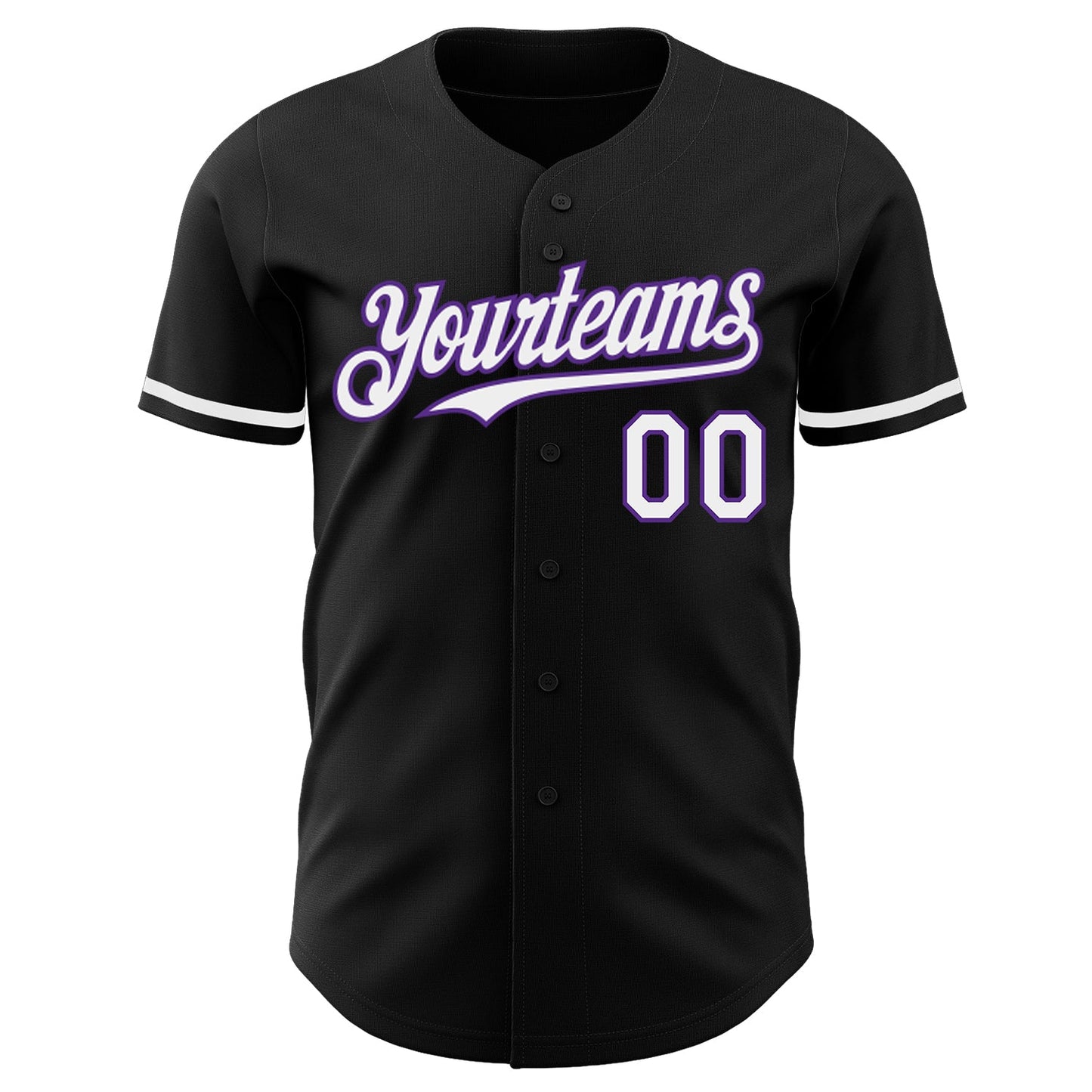 Custom Black White-Purple Authentic Baseball Jersey view 2