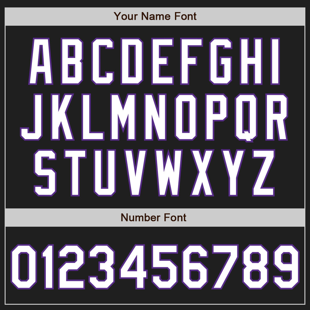 Custom Black White-Purple Authentic Baseball Jersey view 5