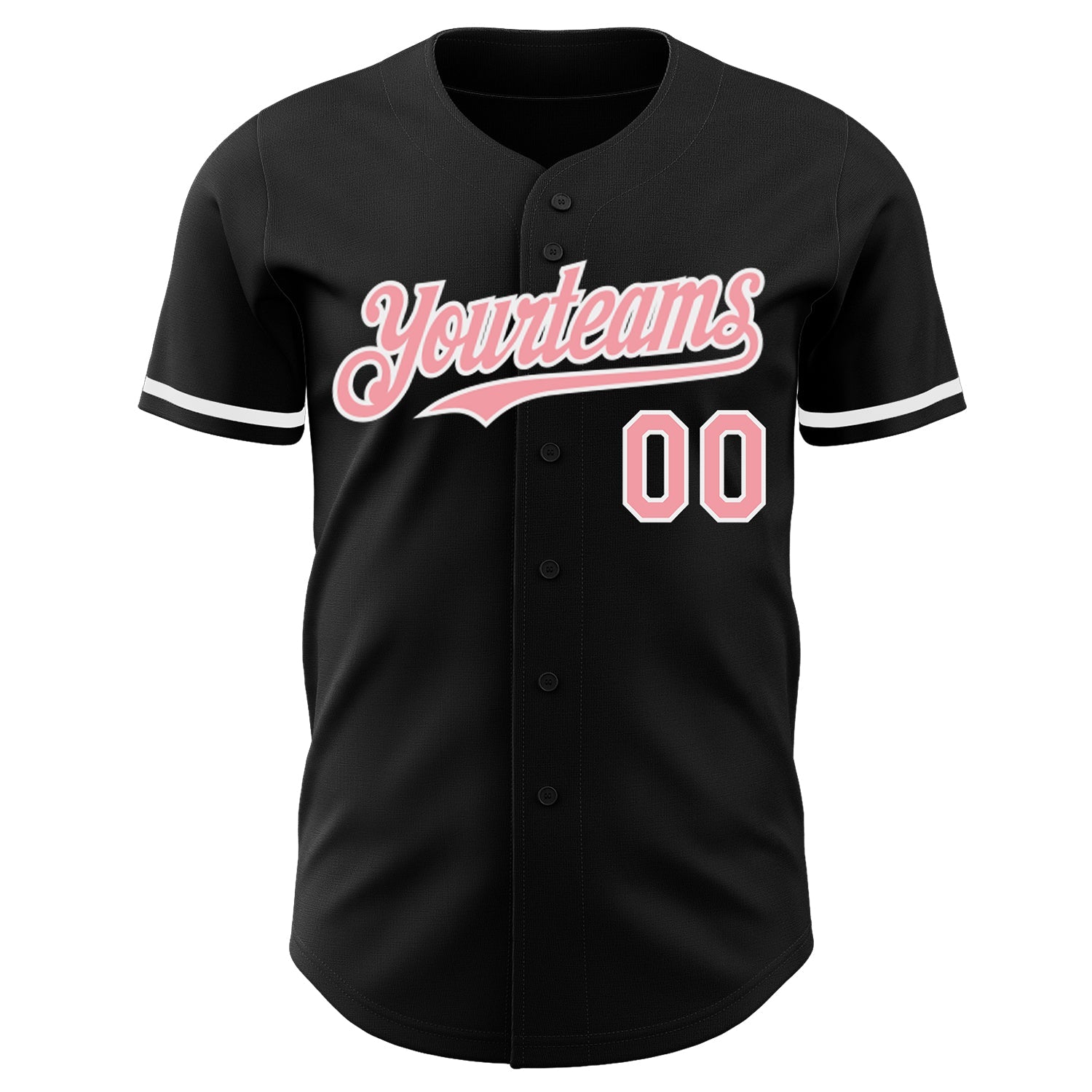 Custom Black Medium Pink-White Authentic Baseball Jersey view 2