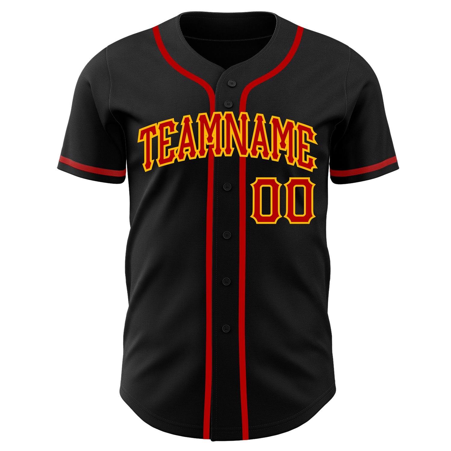 Custom Black Red-Gold Authentic Baseball Jersey view 2