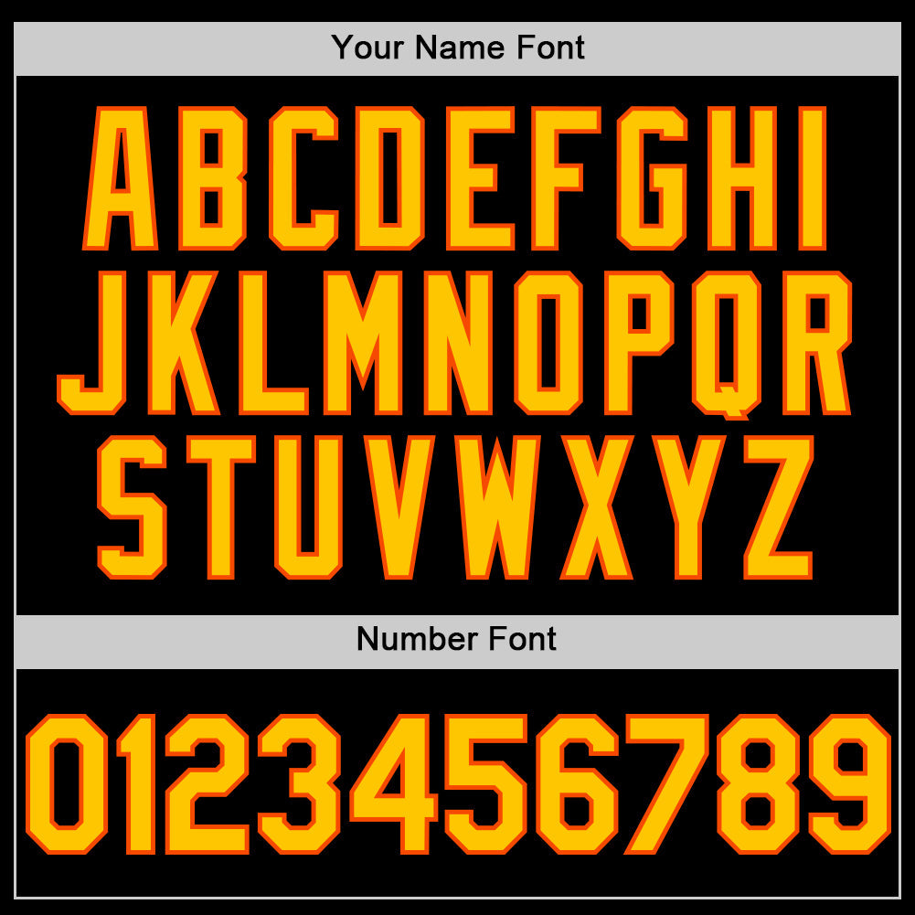 Custom Black Yellow-Orange Mesh Authentic Throwback Baseball Jersey view 5