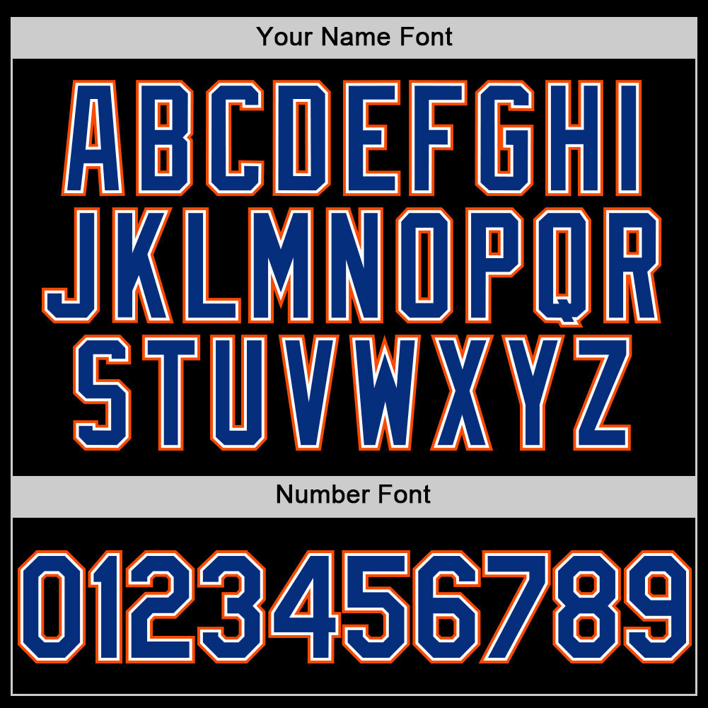 Custom Black Royal-Orange Mesh Authentic Throwback Baseball Jersey view 5