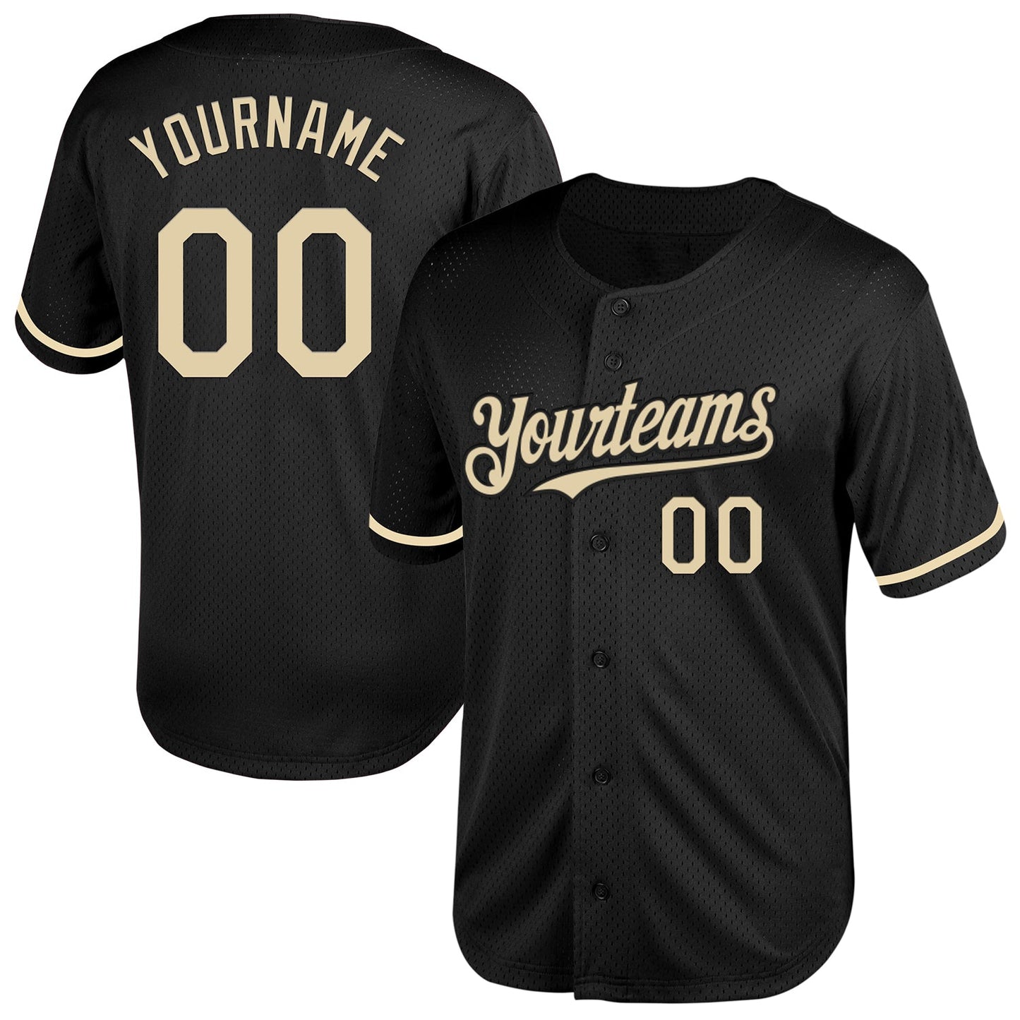 Custom Black Cream Mesh Authentic Throwback Baseball Jersey - Main View