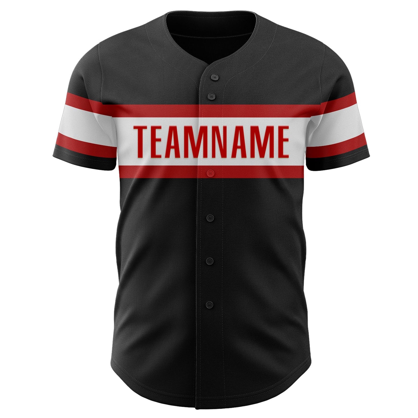 Custom Black White-Red Authentic Baseball Jersey view 2