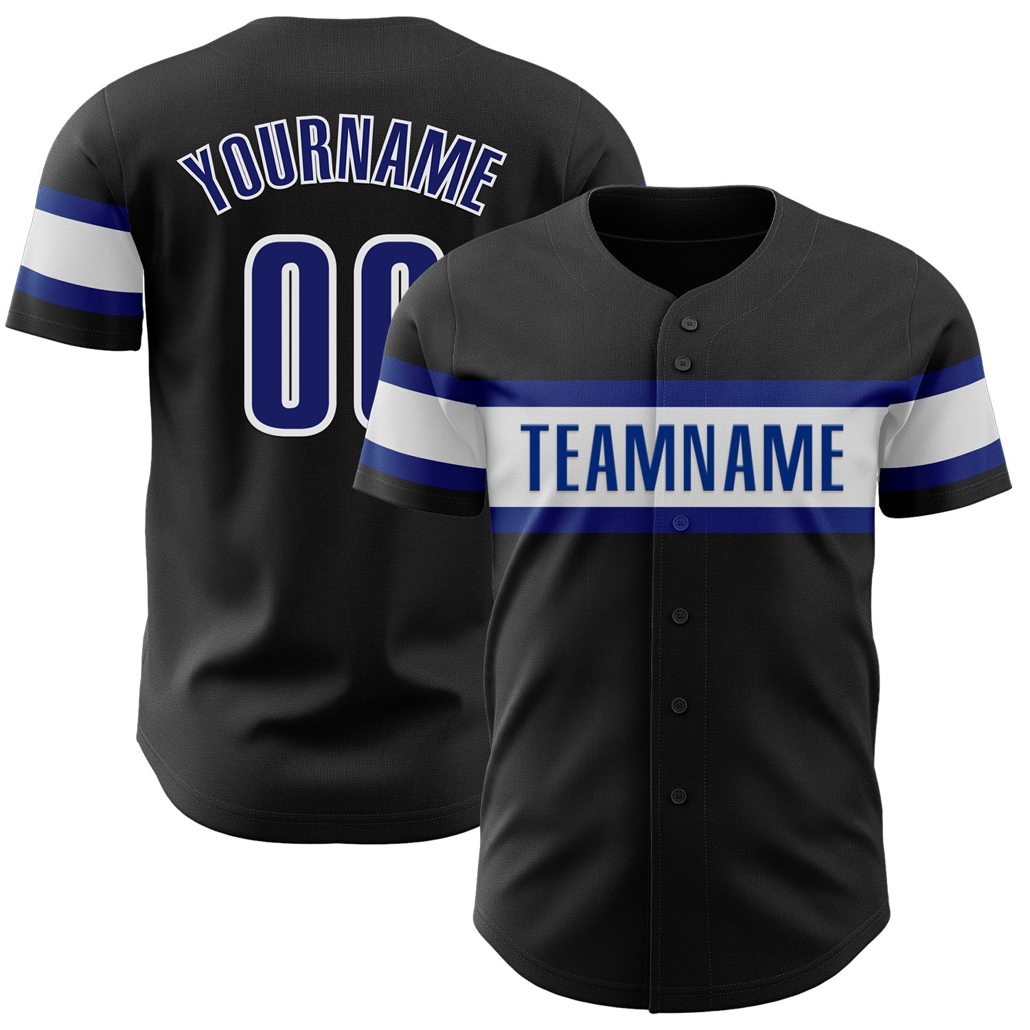 Custom Black Royal-White Authentic Baseball Jersey - Main View