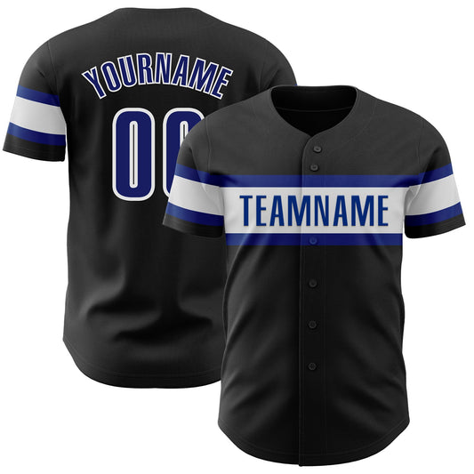 Custom Black Royal-White Authentic Baseball Jersey - Main View