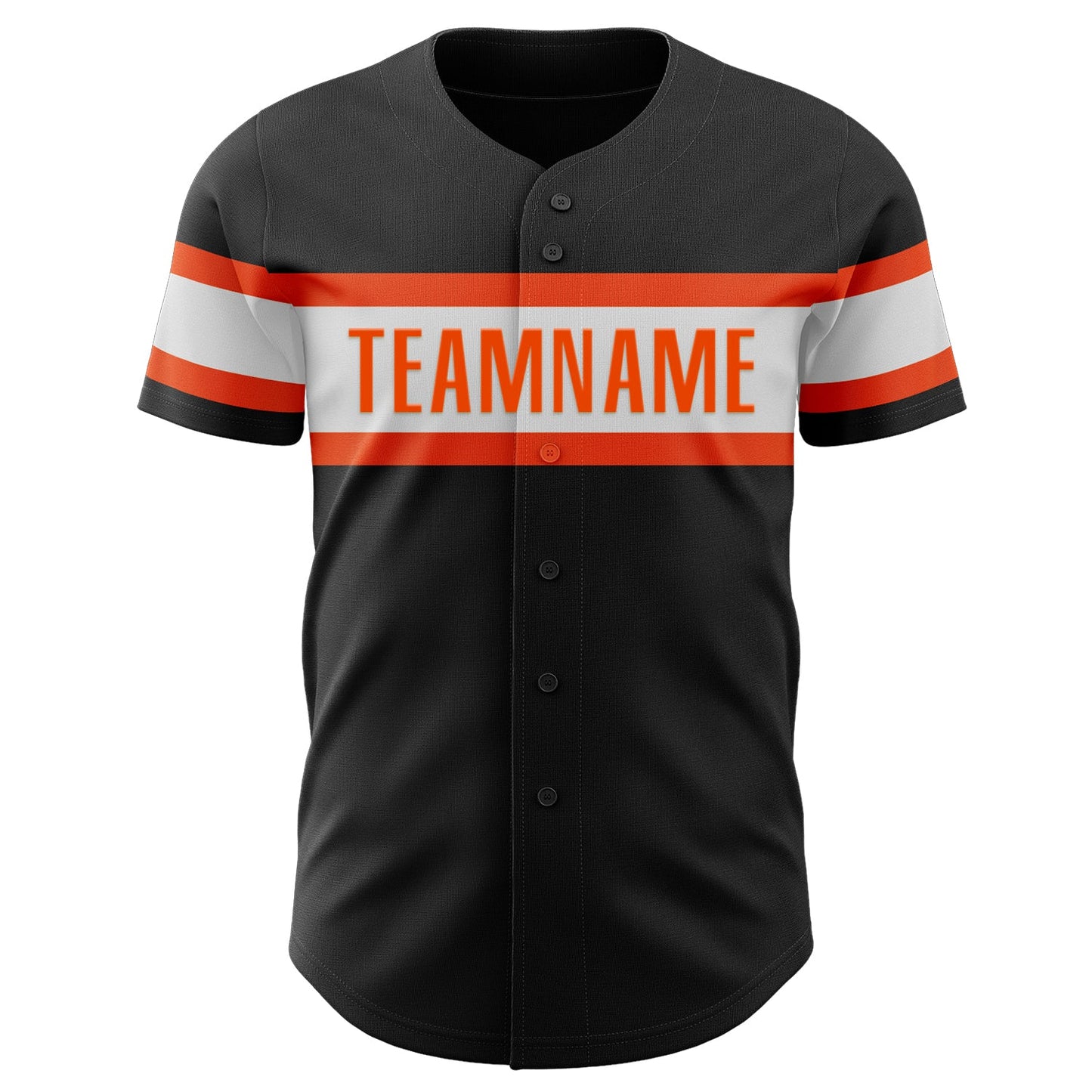 Custom Black White-Orange Authentic Baseball Jersey view 2