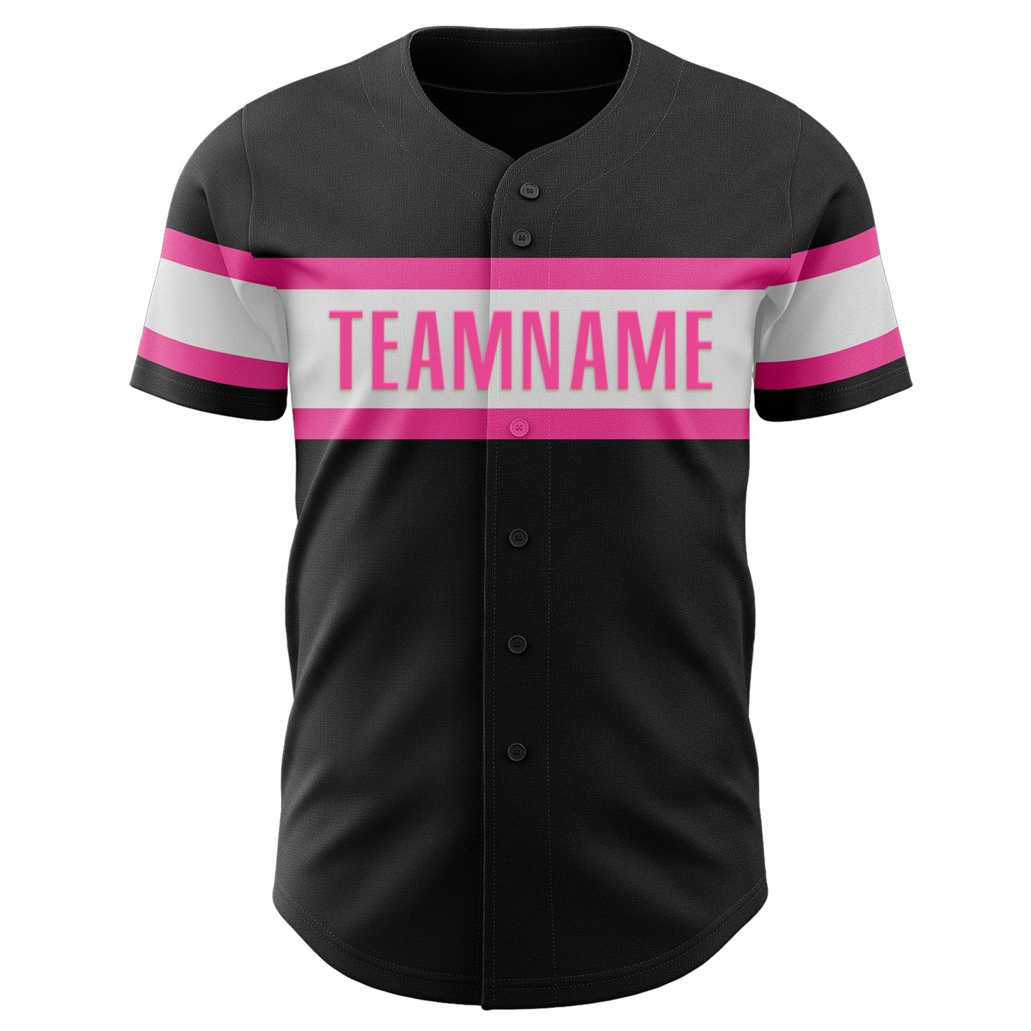 Custom Black White-Pink Authentic Baseball Jersey view 2